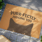 Purr-fectly Judging You Doormat — Funny Cat Welcome Mat