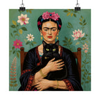 Frida Cat Portrait Poster — Matte Vertical Art Print