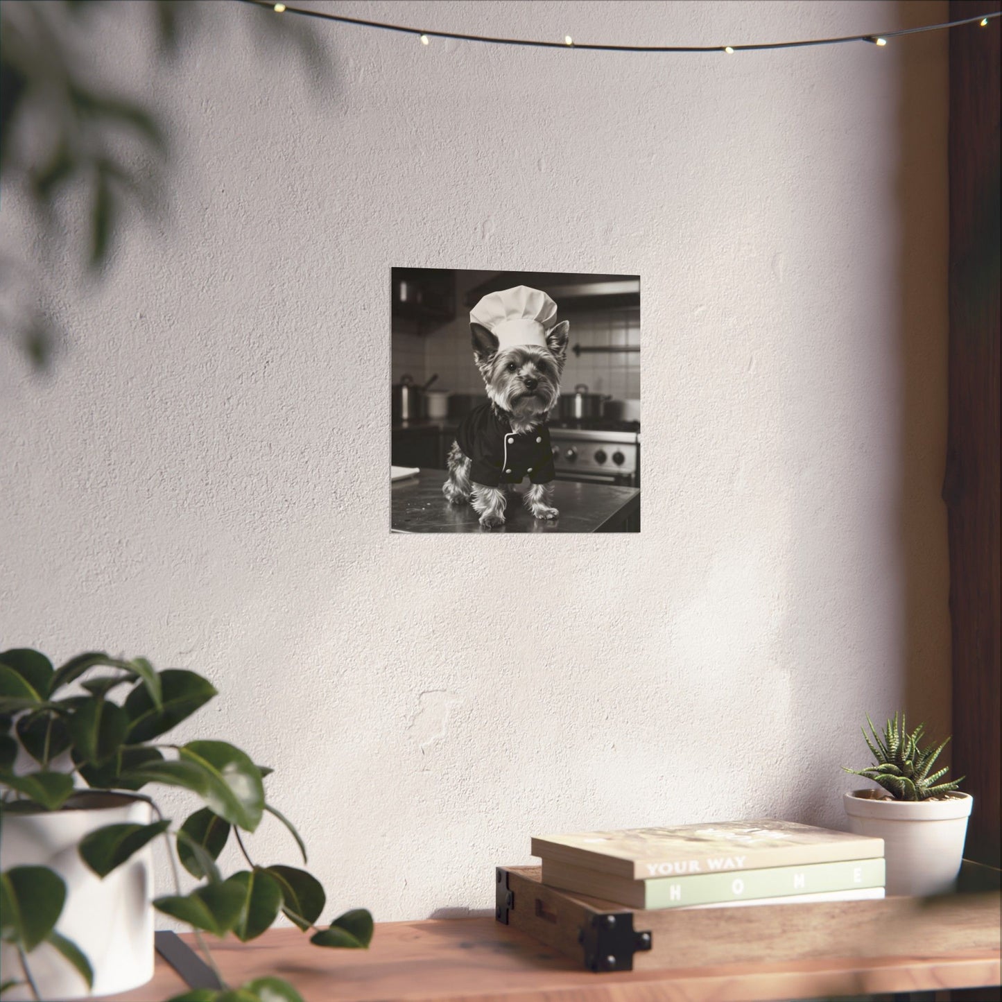 Digital download Chef Dog Poster — Matte Vertical Kitchen Wall Art (Yorkshire Terrier in Chef Hat)