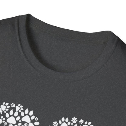 Paw Heart T-Shirt — White Doodle Paw Heart Graphic Tee