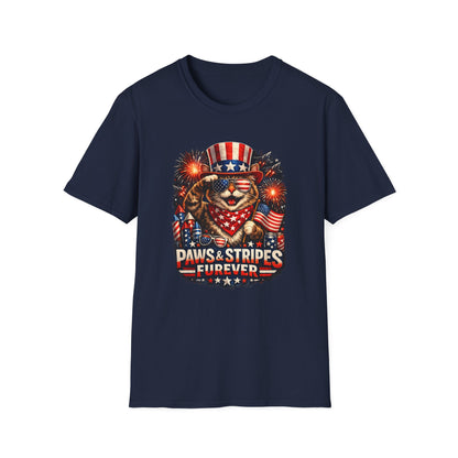 Patriotic Paws T-Shirt — “Paws & Stripes Forever” 4th of July Graphic Tee