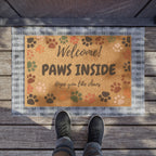 Doormat — "Welcome! Paws Inside" Pet Paw Print Coir Door Mat