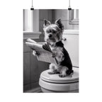 Funny Yorkie Reading Newspaper Poster — Matte Vertical Dog Wall Art