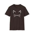 Cat Face Heart Nose T-Shirt — Cute Minimal Graphic Tee for Cat Lovers