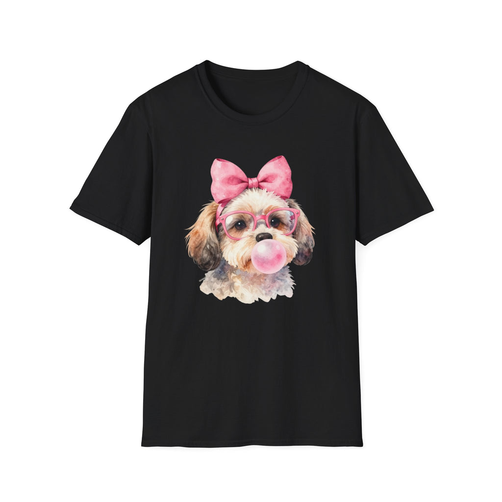 Shih Tzu Bubblegum Bow T-Shirt — Cute Puppy Tee for Dog Lovers