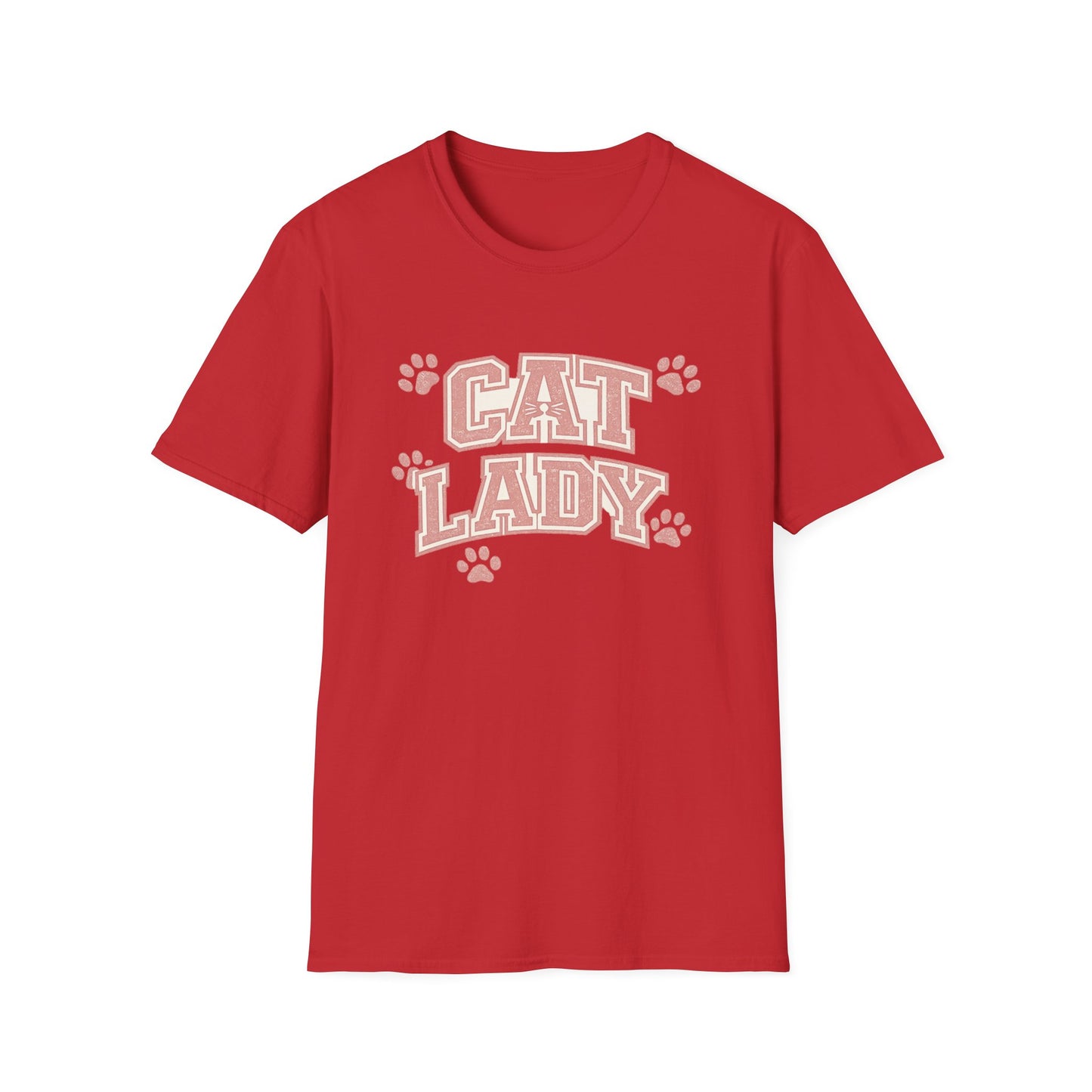 Cat Lady T-Shirt — Cute Pink Paw Print Graphic Tee for Cat Lovers