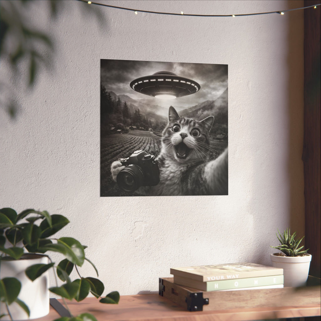 Cat Selfie with UFO Poster
