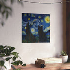 Starry Night Black Cat Poster — Matte Vertical Wall Art