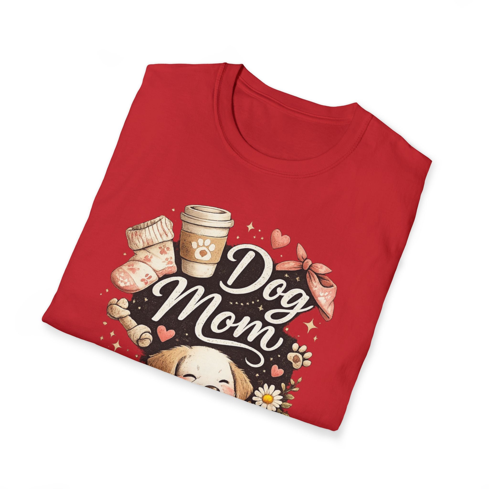 Dog Mom T-Shirt — Cute Puppy, Coffee & Floral Design