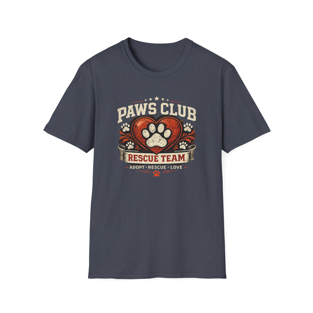 Paws Club Rescue Team T-Shirt – Adopt, Rescue, Love Dog & Cat Rescue Tee