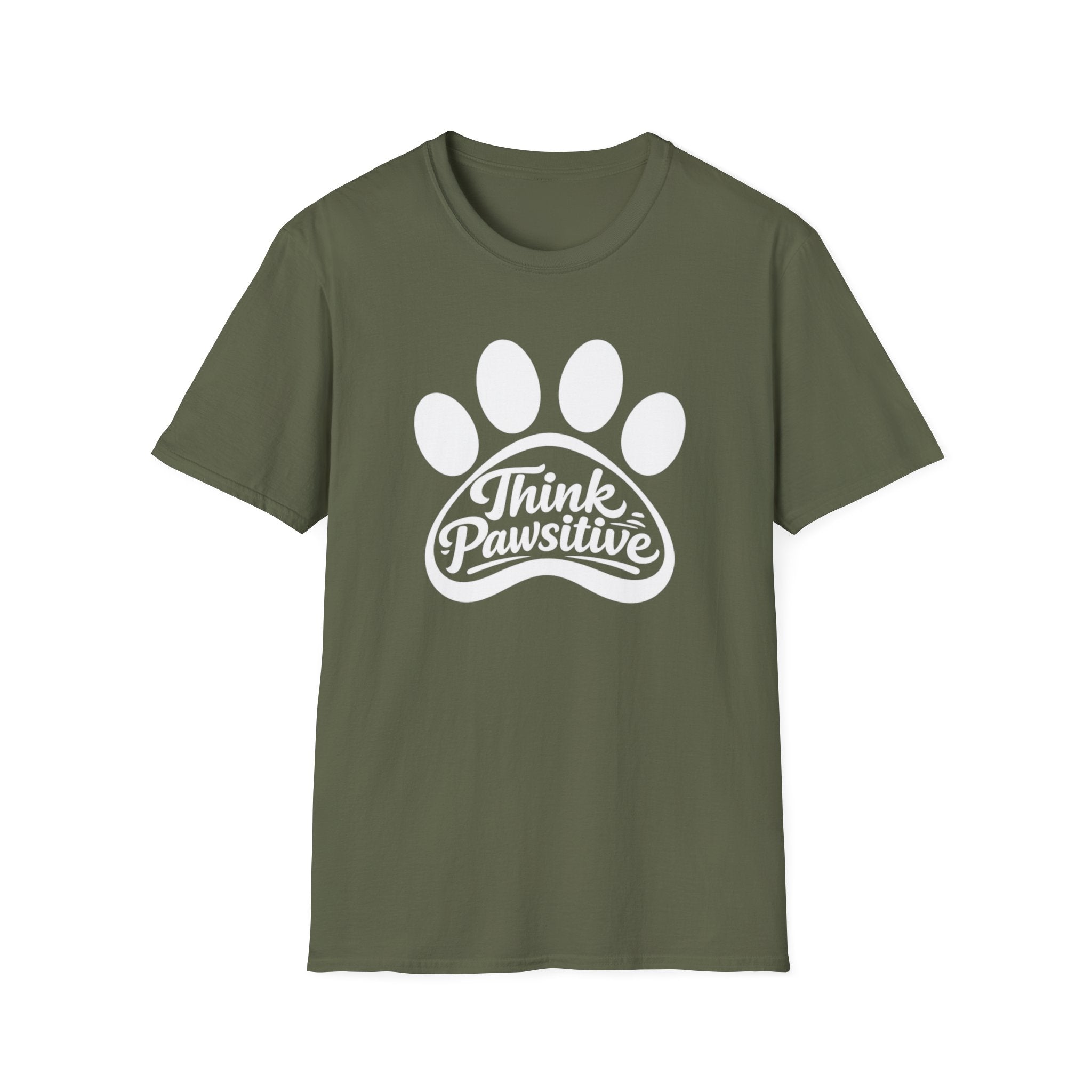 Think Pawsitive Paw Print T-Shirt — Positive Pet Lover Tee