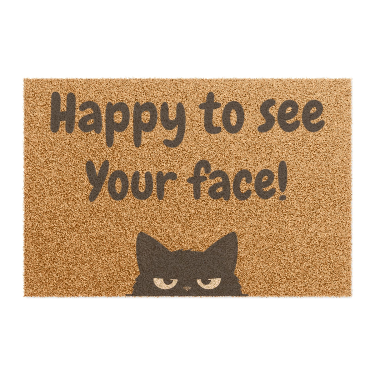 Doormat — "Happy to See Your Face!" Cat Welcome Coir Mat