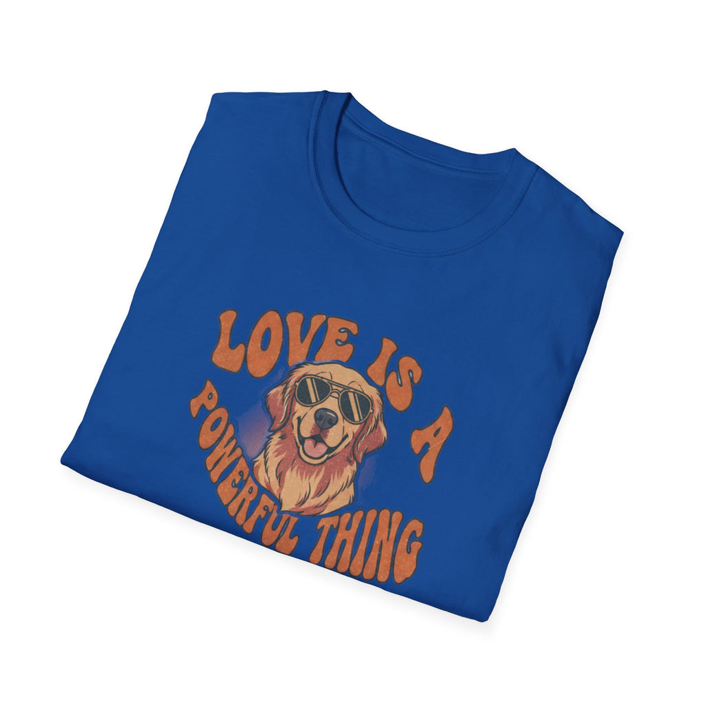 T-Shirt — "Love Is a Powerful Thing" Golden Retriever Graphic Tee