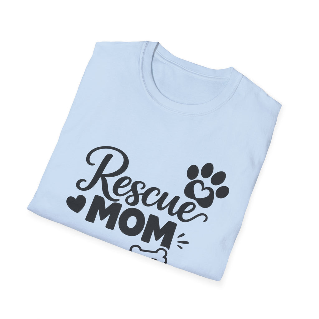 Rescue Mom T-Shirt — Cute Paw Print Dog Rescue Tee for Pet Moms