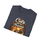 Cats Are My Therapy T-Shirt — Vintage Cozy Cat Lover Tee