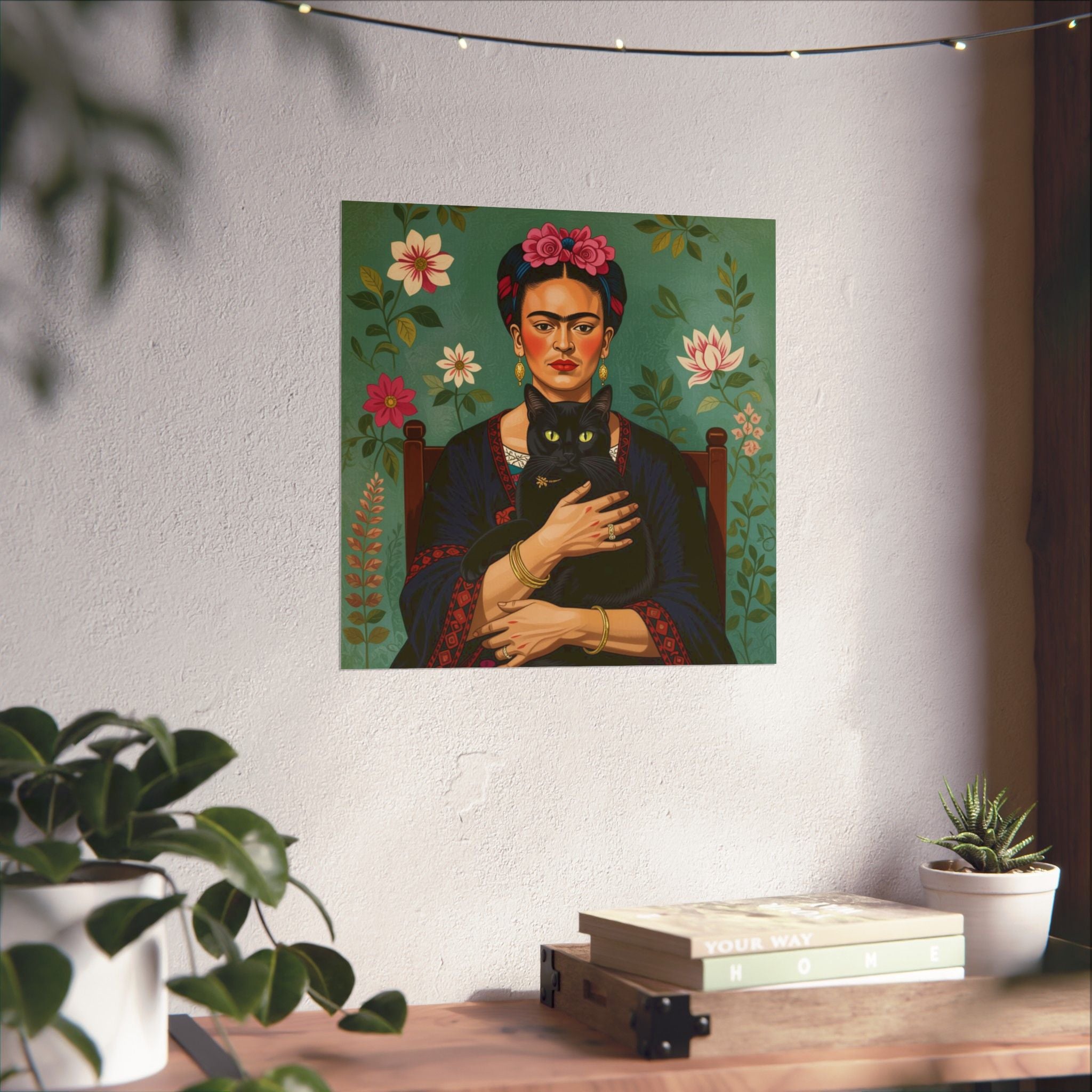 Frida Cat Portrait Poster — Matte Vertical Art Print