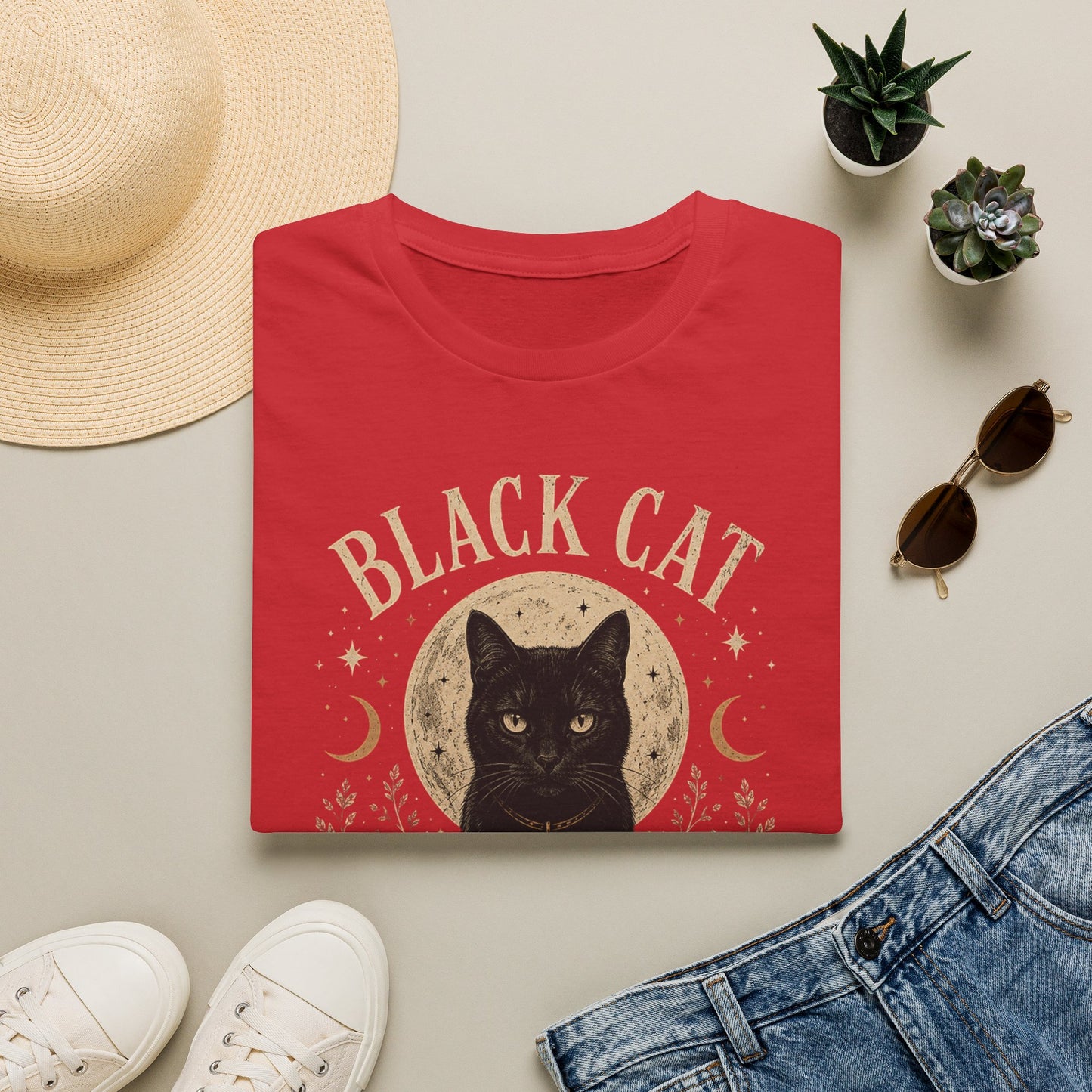 Black Cat Society T-Shirt — Vintage Moon & Mystic Cat Graphic Tee