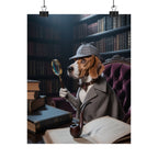 Detective Beagle Matte Poster — Vintage Library Dog Wall Art