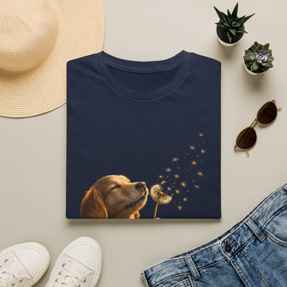 Puppy & Dandelion T-Shirt — Cute Dog Blowing Dandelion Graphic Tee