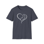 Cat Heart T-Shirt — Minimal Silhouette Cat Lover Tee