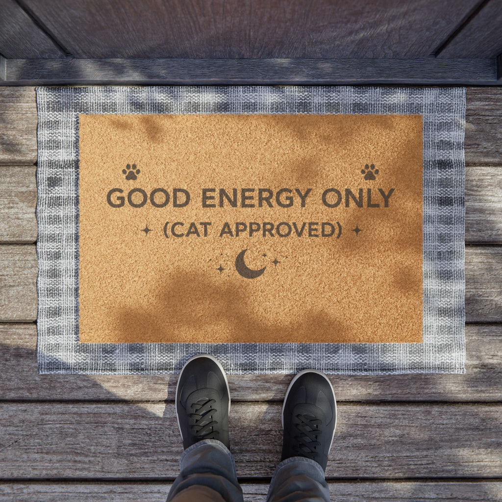 Good Energy Only (Cat Approved) Doormat — Funny Cat Lover Welcome Mat