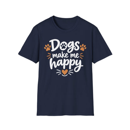 Dogs Make Me Happy T-Shirt — Cute Paw Print Dog Lover Tee