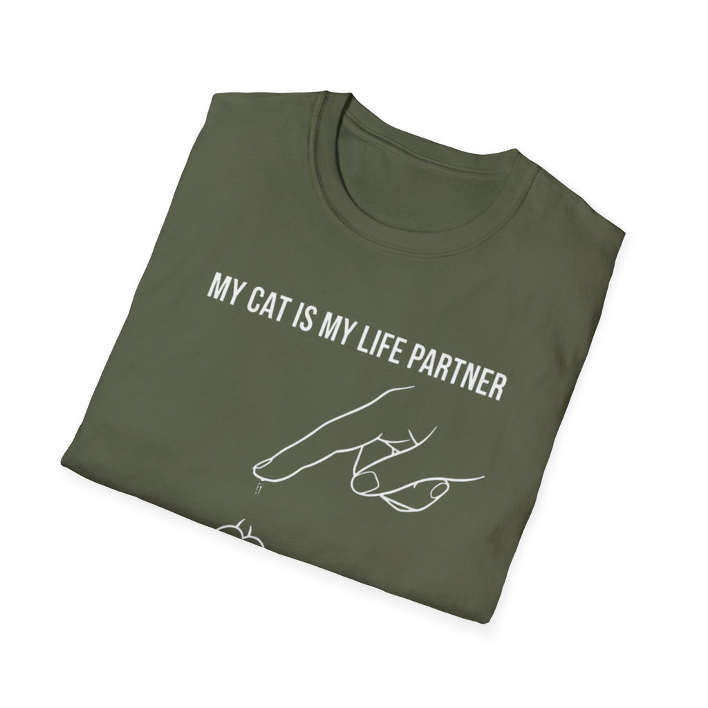 Cat Paw Partner T‑Shirt — "My Cat Is My Life Partner" Cute Cat Lover Tee