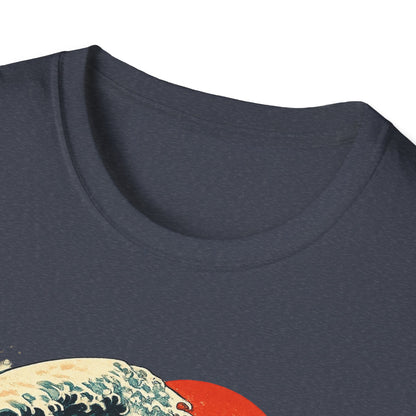 Surfing Cat T-Shirt — Retro Wave Japanese-Style Sunset Graphic Tee