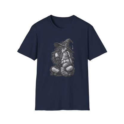 Witch and Cat Graphic T-Shirt — Cozy Gothic Halloween Tee