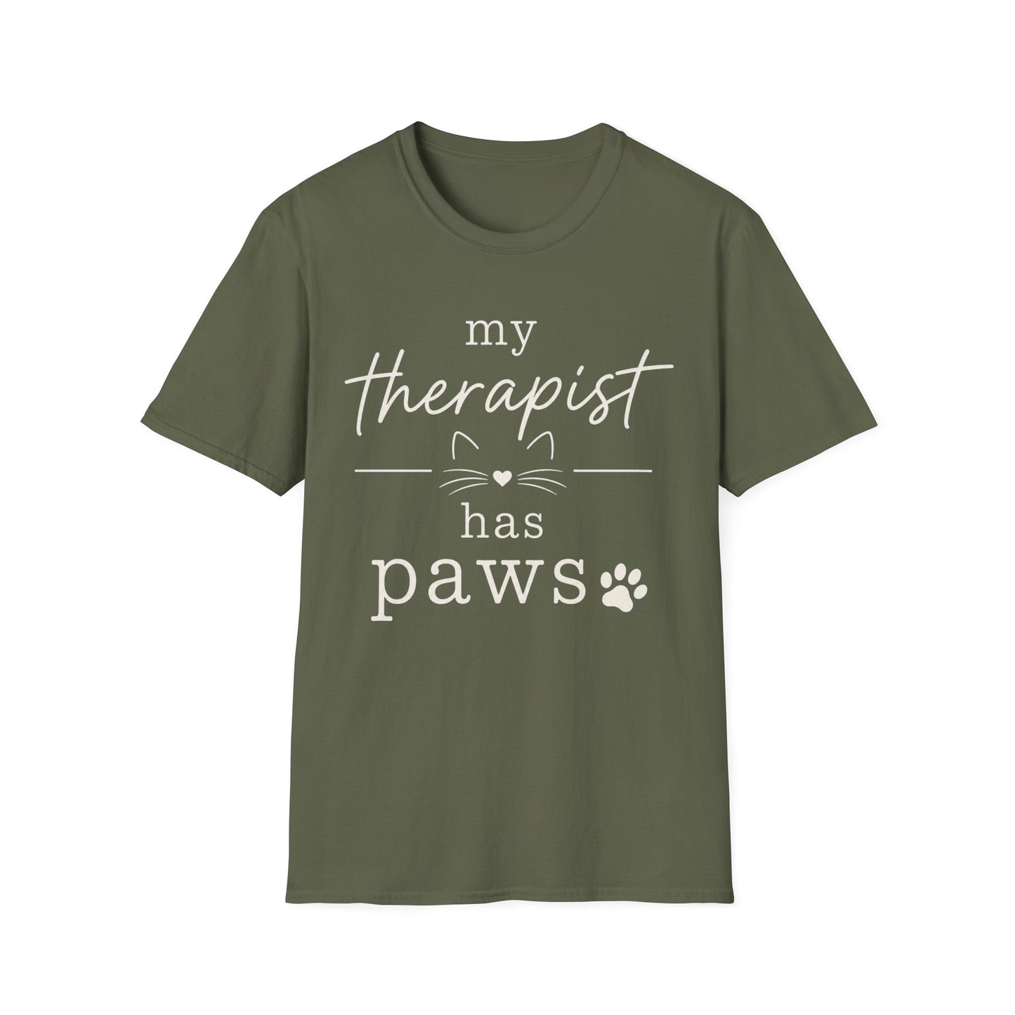My Therapist Has Paws T-Shirt — Cute Cat Lover Tee