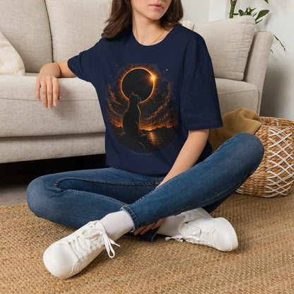Eclipse Cat T-Shirt — Cosmic Solar Eclipse Cat Silhouette Tee