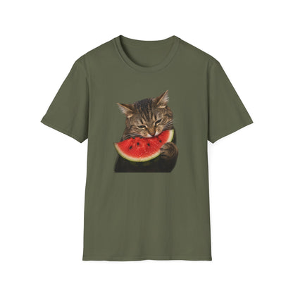 Cat Eating Watermelon T‑Shirt — Cute Summer Cat Graphic Tee