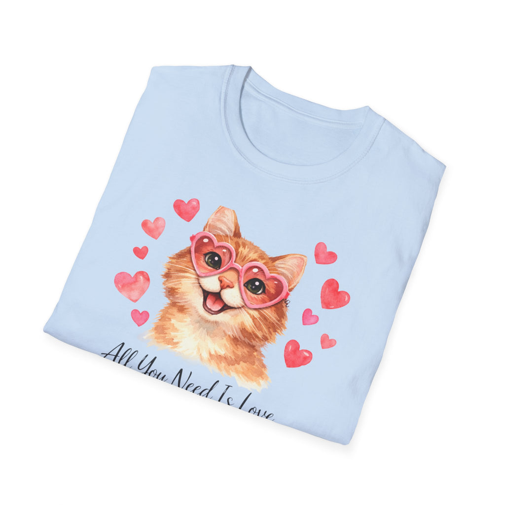 All You Need Is Love... and a Cat T-Shirt — Cute Heart Sunglasses Kitty Tee
