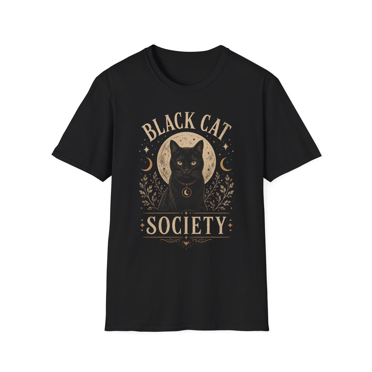 Black Cat Society T-Shirt — Vintage Moon & Mystic Cat Graphic Tee