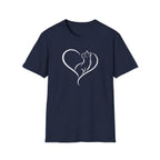 Cat Heart T-Shirt — Minimal Silhouette Cat Lover Tee