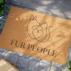 Doormat — 'Fur People' Pet Welcome Mat with Cat & Dog Heart Design