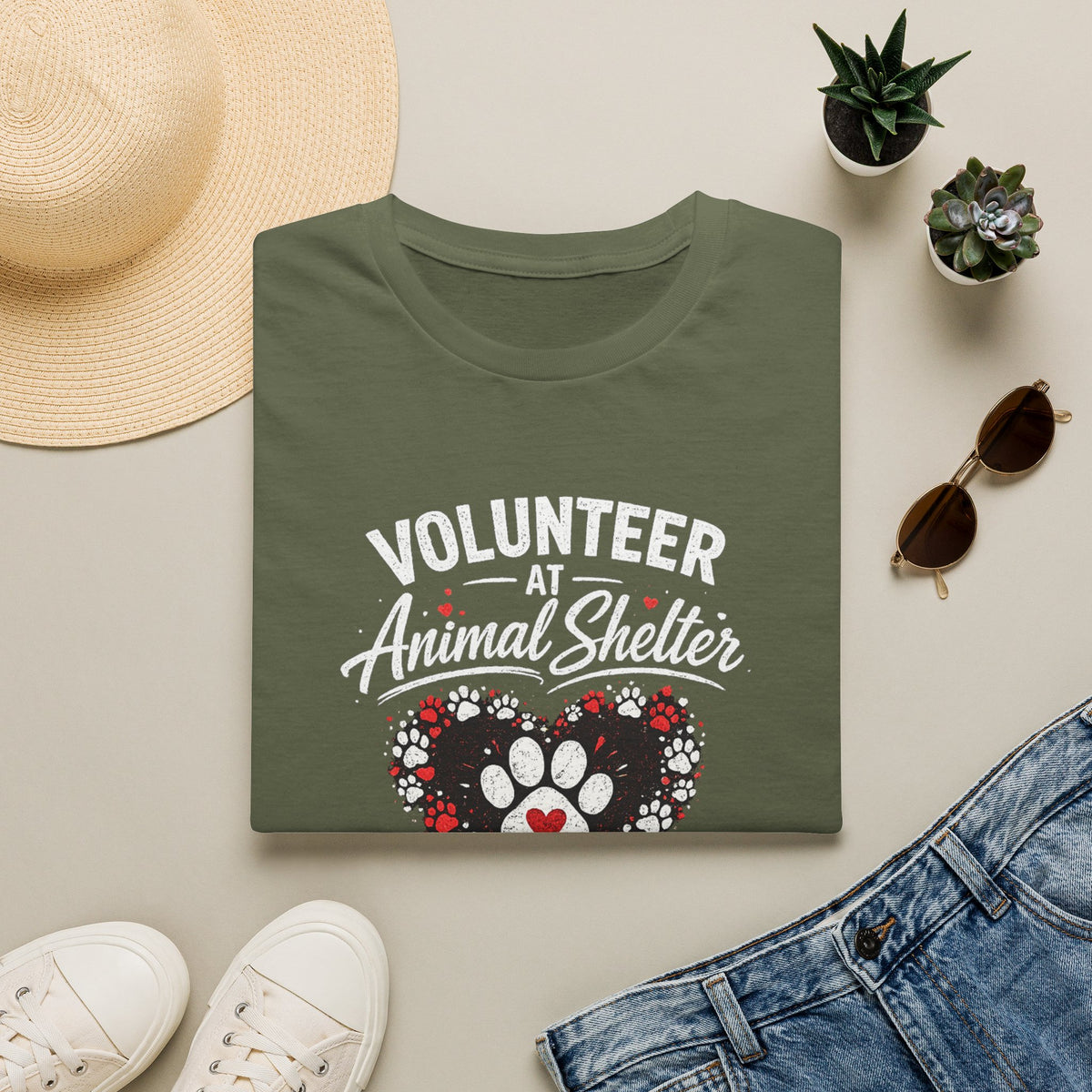 Volunteer at Animal Shelter T-Shirt — Paw Heart Rescue Volunteer Tee