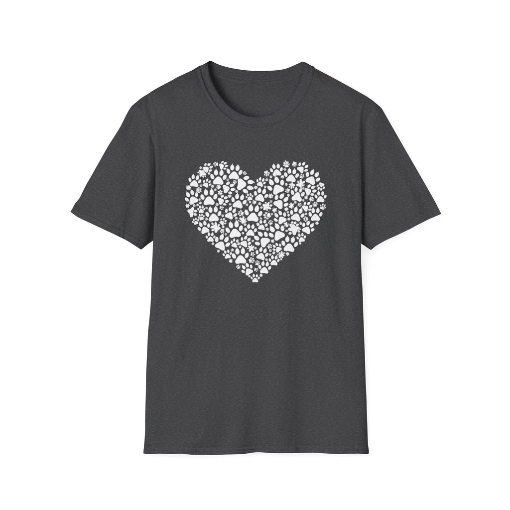 Paw Heart T-Shirt — White Doodle Paw Heart Graphic Tee