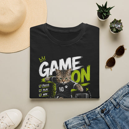 Game On Soccer T‑Shirt — Cat Player Design (Focus • Play • Win)