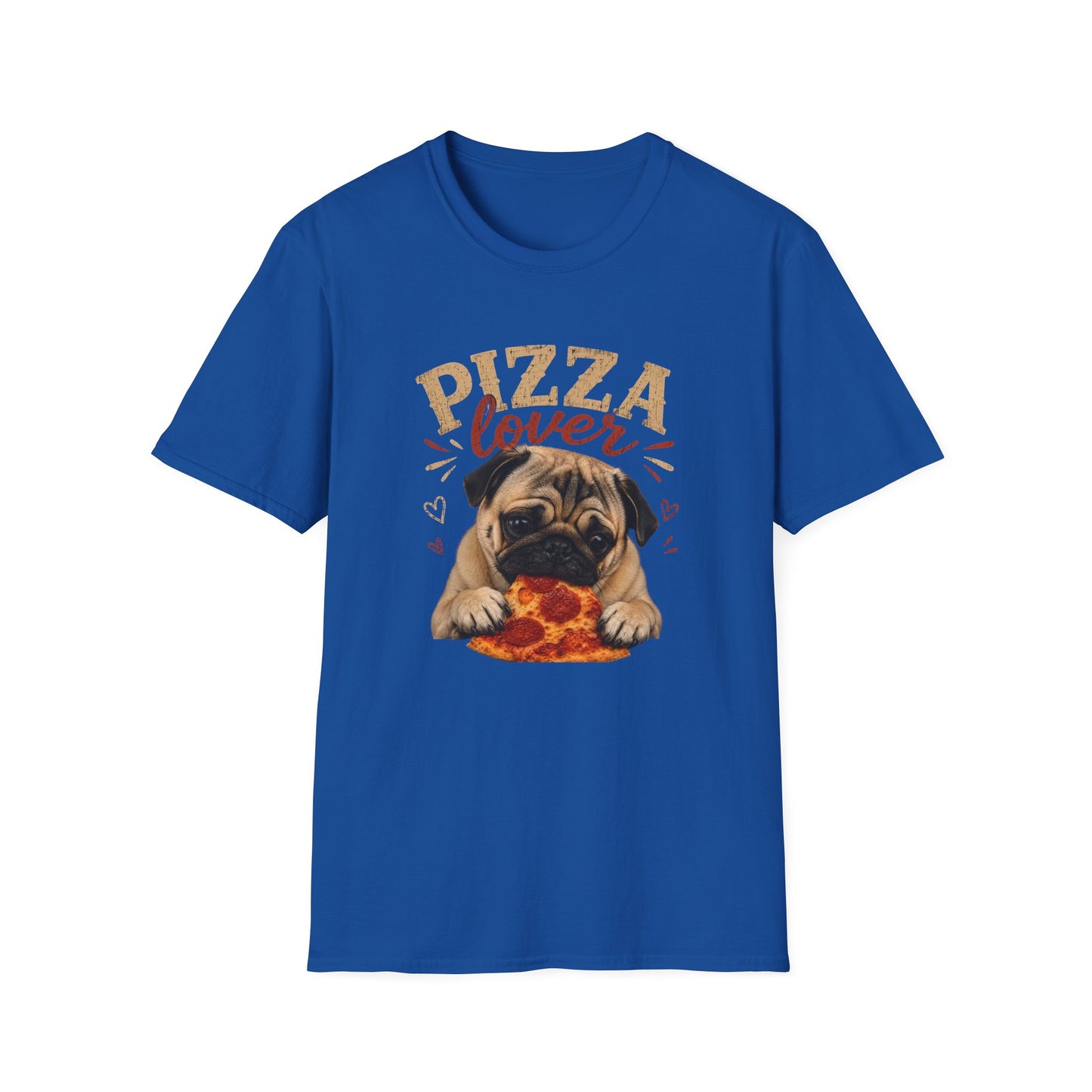 Pizza Lover Pug T-Shirt — Cute Dog & Pizza Graphic Tee for Pet and Food Fans