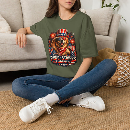 Patriotic Dog T-Shirt — "Paws & Stripes Forever" 4th of July Tee