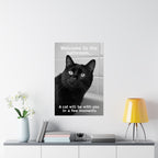 Funny Black Cat Bathroom Poster — "Welcome to the bathroom... A cat will be with you in a few moments" Matte Vertical Print