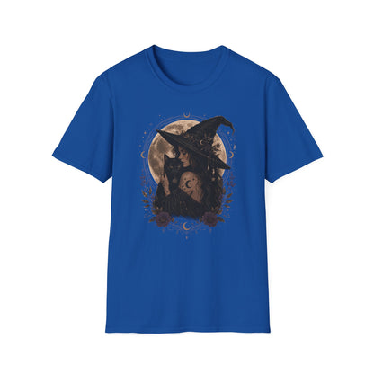 Witch Cat Moon T-Shirt – Gothic Witchcraft Graphic Tee