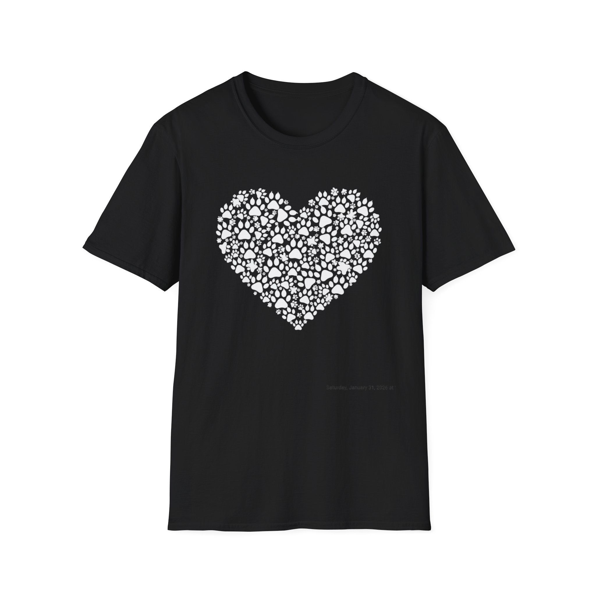 Paw Heart T-Shirt — White Doodle Paw Heart Graphic Tee