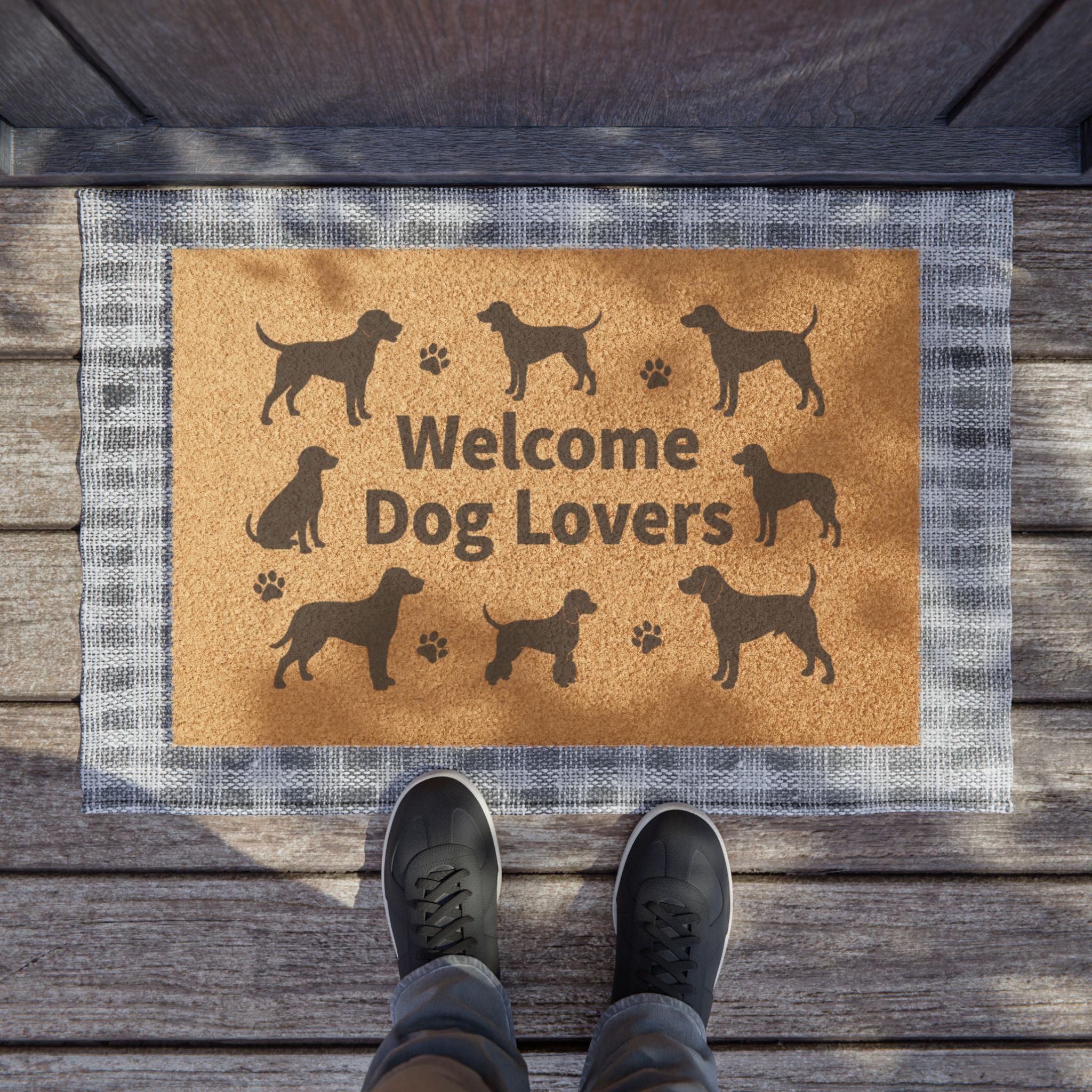 Welcome Dog Lovers Doormat — Pet-Friendly Entryway Mat