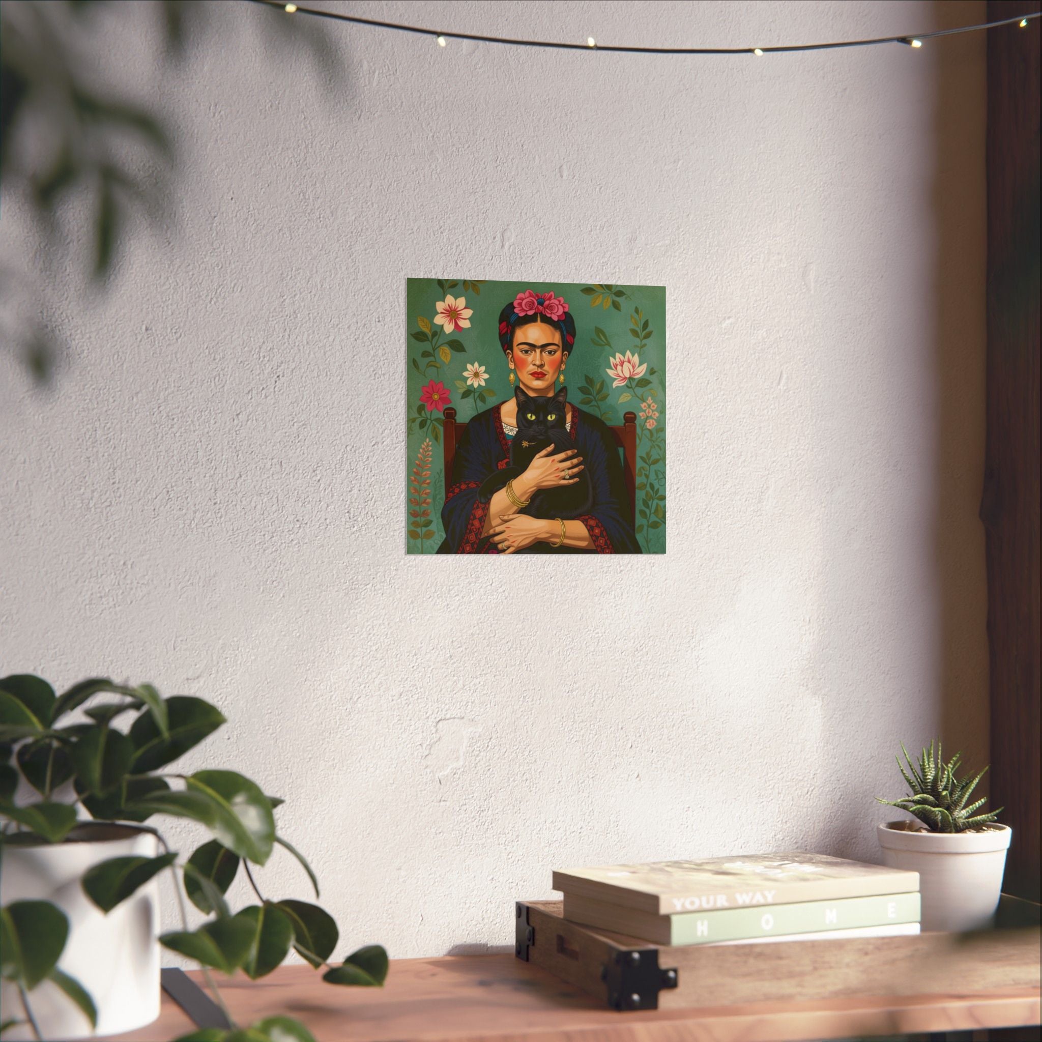 Frida Cat Portrait Poster — Matte Vertical Art Print