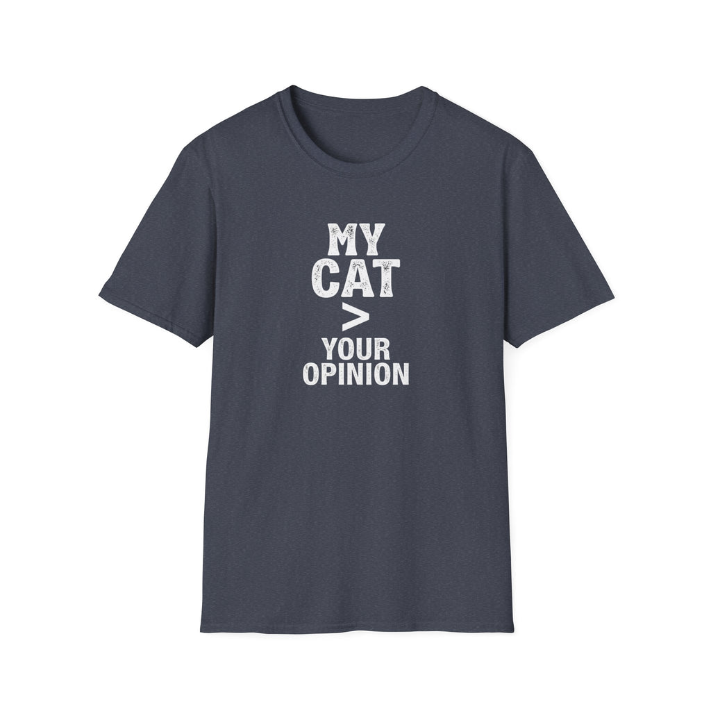 Cat Lover T‑Shirt — "My Cat > Your Opinion" Funny Pet Apparel