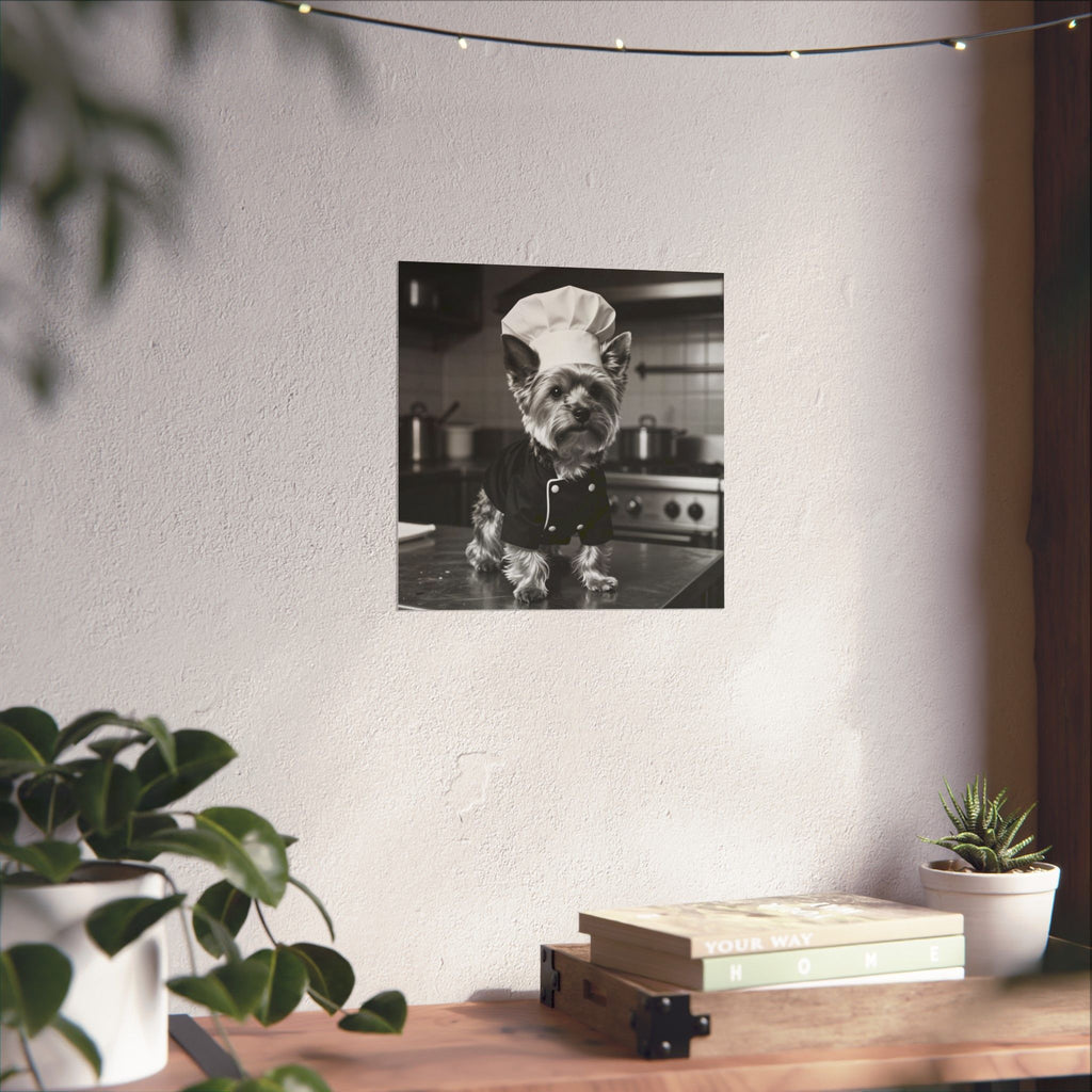 Chef Dog Poster — Matte Vertical Kitchen Wall Art (Yorkshire Terrier in Chef Hat)