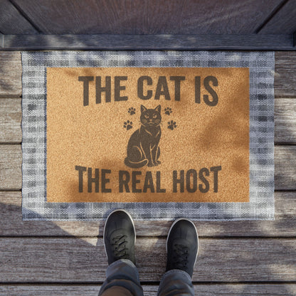 Doormat — "The Cat Is The Real Host" Cat Lover Welcome Mat