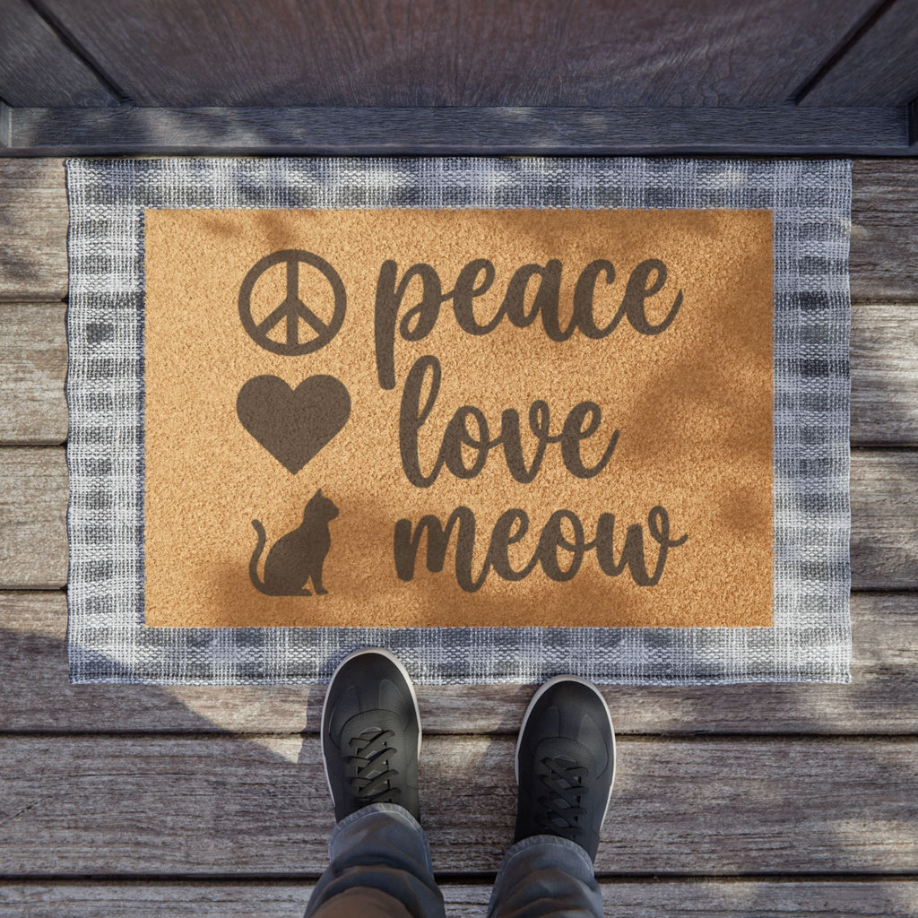 Doormat — "Peace Love Meow" Cat Welcome Mat